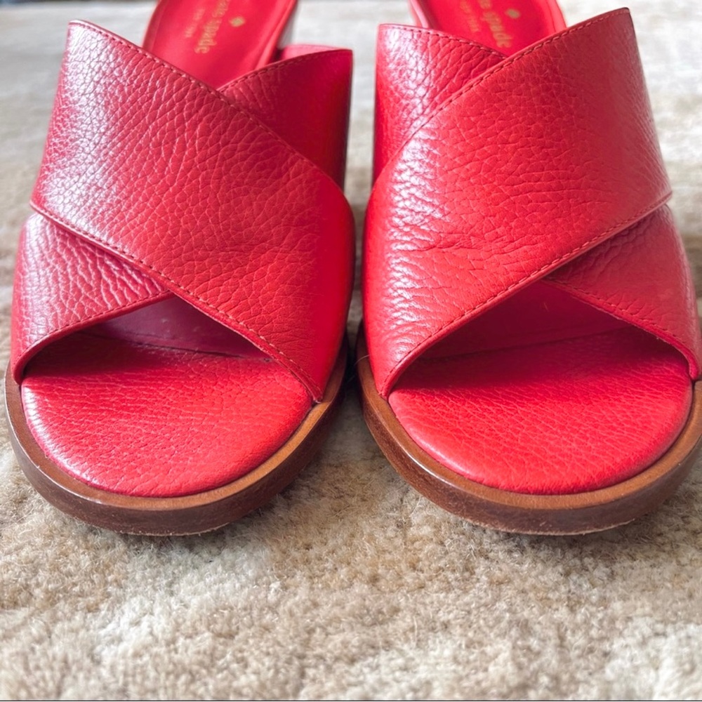 Kate Spade New York Felda Red Leather Mule Wrap Sandals Size 9m - Picture 9 of 13